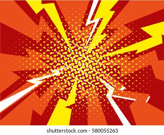 Vector Halftone Pop Art Comic Style Lightning Vector Background