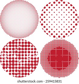 Vector halftone red dots illustration. Set. 