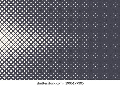 Vector Halftone Rhombus Pattern Geometric Technologic Structure Abstract Background. Square Shapes Retro Simple Pattern. Minimal 80s Style Dynamic Tech Wallpaper