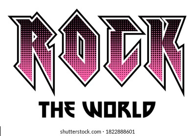 Vector Halftone Rock Slogan Artwork For Apparel and Other Uses