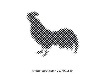 Vector halftone rooster icon.Dotted rooster shape.
