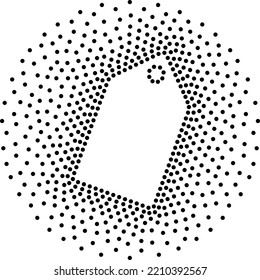 Marco redondeado de semitono vectorial, figura de etiqueta de precio, espacio en blanco para texto, elementos de diseño de puntos aleatorios. Textura de efecto de moda, símbolo de icono, plantilla de publicidad impresa, venta, viernes negro, moda decorativa