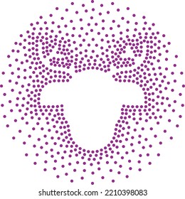 Marco redondeado de semitono vectorial, forma de reno, espacio en blanco para texto, elementos de diseño de puntos aleatorios. Efecto retro de moda textual, adorno decorativo, letrero, círculos, año nuevo, Navidad, antílopes, silueta