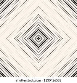 Vector halftone seamless pattern. Abstract graphic texture with grid, lattice, squares. Radial gradient transition effect. Stylish black and white repeat geometric background. Trendy monochrome design