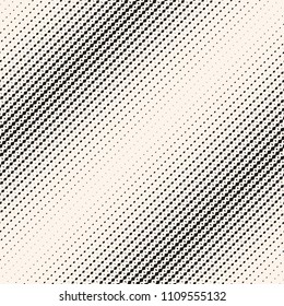 Vector halftone seamless pattern. Black and white texture with grid, weave, lattice, tiny diamond shapes. Diagonal gradient transition effect. Abstract geometric background. Trendy monochrome design 