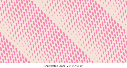 Padrão de meio-tom vetor sem emenda com linhas de traço diagonais, listras desbotadas.  Textura rosa quente e bege com efeito de transição gradiente. Fundo estilo esporte extremo. Design esportivo na moda e abstrato