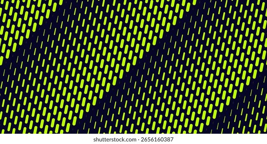 Vetor de meio-tom padrão sem emenda com linhas de traço diagonal, listras desvanecendo, malha.  Textura verde e preta de néon com efeito de transição de gradiente. Fundo estilo esporte extremo. Design moderno e abstrato