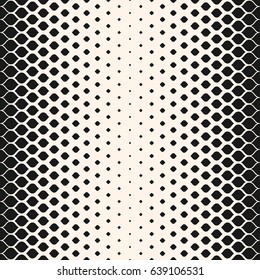 Vector halftone seamless pattern, stylish monochrome texture, visual transition effect, rounded geometric shapes. Modern contrast abstract background. Design for prints, decor, textile, fabric, cloth