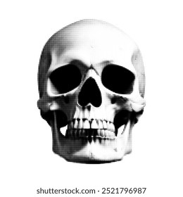 Vector halftone skull for collage.