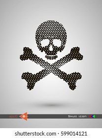 Vector halftone skulls. Skull icon. Symbol of death, danger, war, death, pirate. Object on a white background.