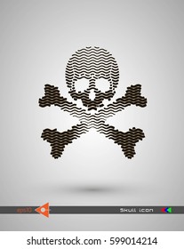 Vector halftone skulls. Skull icon. Symbol of death, danger, war, death, pirate. Object on a white background.