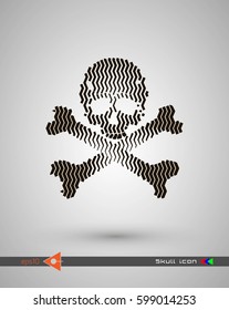 Vector halftone skulls. Skull icon. Symbol of death, danger, war, death, pirate. Object on a white background.
