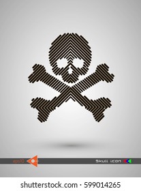 Vector halftone skulls. Skull icon. Symbol of death, danger, war, death, pirate. Object on a white background.