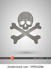 Vector halftone skulls. Skull icon. Symbol of death, danger, war, death, pirate. Object on a white background.
