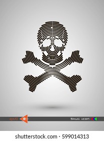 Vector halftone skulls. Skull icon. Symbol of death, danger, war, death, pirate. Object on a white background.