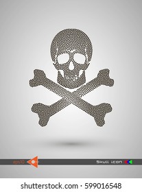 Vector halftone skulls. Skull icon. Symbol of death, danger, war, death, pirate. Object on a white background.