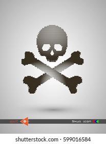 Vector halftone skulls. Skull icon. Symbol of death, danger, war, death, pirate. Object on a white background.