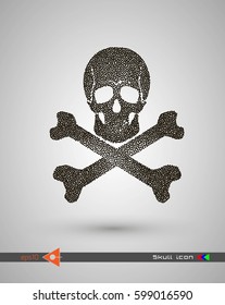 Vector halftone skulls. Skull icon. Symbol of death, danger, war, death, pirate. Object on a white background.