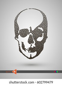 Vector halftone skulls. Skull icon. Symbol of death, danger, war, death, pirate. Object on a white background. Bubbles, dot