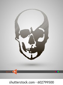 Vector halftone skulls. Skull icon. Symbol of death, danger, war, death, pirate. Object on a white background.
