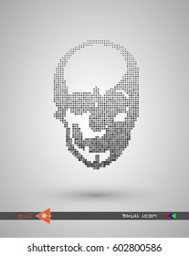 Vector halftone skulls. Skull icon. Symbol of death, danger, war, death, pirate. Object on a white background.