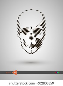 Vector halftone skulls. Skull icon. Symbol of death, danger, war, death, pirate. Object on a white background.