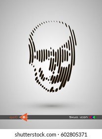 Vector halftone skulls. Skull icon. Symbol of death, danger, war, death, pirate. Object on a white background.