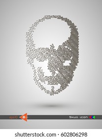 Vector halftone skulls. Skull icon. Symbol of death, danger, war, death, pirate. Object on a white background.