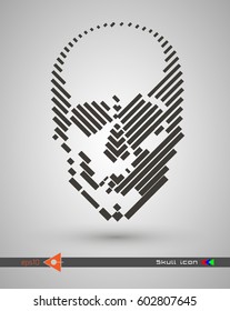Vector halftone skulls. Skull icon. Symbol of death, danger, war, death, pirate. Object on a white background. Line