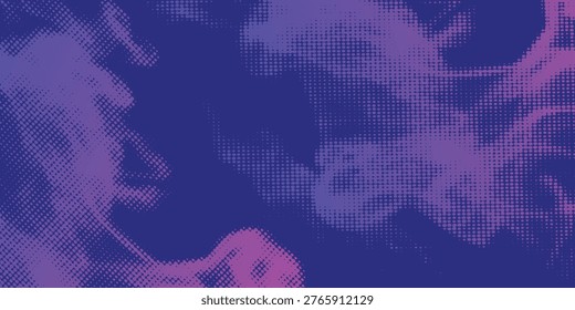Vector halftone smoke effect. Vibrant abstract background. Retro 80's style colors and textures.