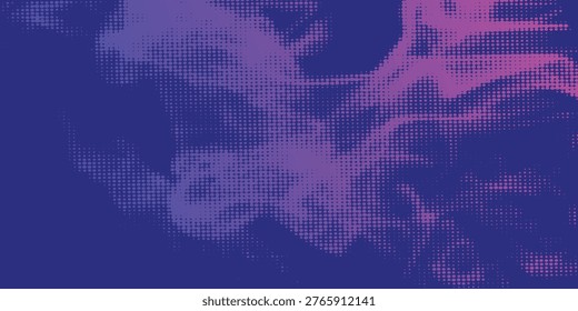 Vector halftone smoke effect. Vibrant abstract background. Retro 80's style colors and textures.