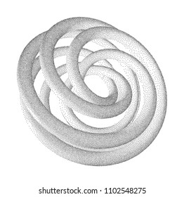 Vector Halftone Stippled Geometric Figure Illustration - 3D Infinity  Torus Knot Loop
