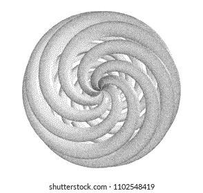 Vector Halftone Stippled Geometric Figure Illustration - 3D Infinity  Torus Knot Loop
