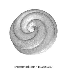 Vector Halftone Stippled Geometric Figure Illustration - 3D Infinity  Torus Knot Loop
