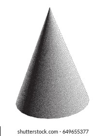 Vector Halftone Stippled Geometric Figure Illustration - 3D Cone