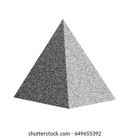 Vector Halftone Stippled Geometric Figure Illustration - 3D Quadrangular Pyramid