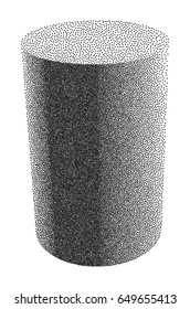 Vector Halftone Stippled Geometric Figure Illustration - 3D Cylinder