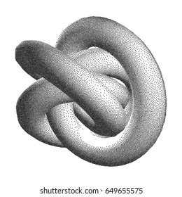 Vector Halftone Stippled Geometric Figure Illustration - 3D Infinity  Torus Knot Loop