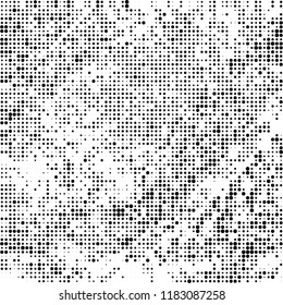 Vector halftone texture. Black and white abstract background. Chaotic pattern of dots