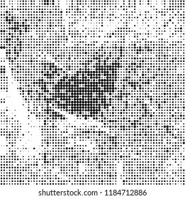 Vector halftone texture. Black and white abstract background. Chaotic pattern of dots