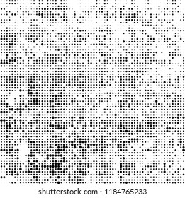 Vector halftone texture. Black and white abstract background. Chaotic pattern of dots