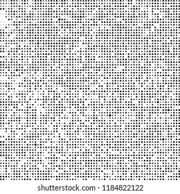 Vector halftone texture. Black and white abstract background. Chaotic pattern of dots