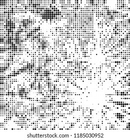 Vector halftone texture. Black and white abstract background. Chaotic pattern of dots