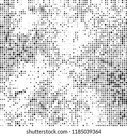 Vector halftone texture. Black and white abstract background. Chaotic pattern of dots