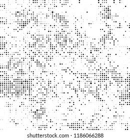 Vector halftone texture. Black and white abstract background. Chaotic pattern of dots