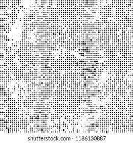 Vector halftone texture. Black and white abstract background. Chaotic pattern of dots