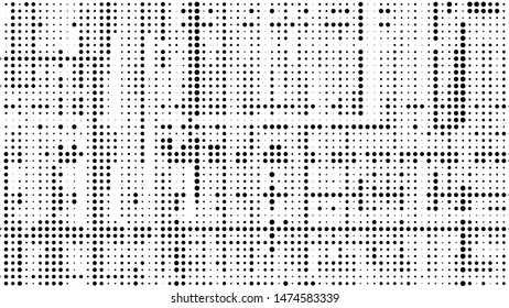 Vector halftone texture. Black and white abstract background. A chaotic pattern of dots on a white background. 