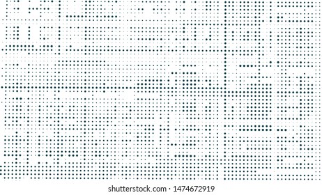 Vector halftone texture. Black and white abstract background. A chaotic pattern of dots on a white background. 