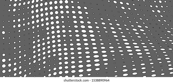 Vector halftone texture. Chaotic dance of dots. Template for printing on posters, labels, business cards. Abstract background
