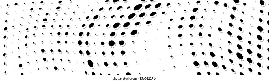 Vector halftone texture. Chaotic dance of dots. Template for printing on posters, labels, business cards. Abstract background
